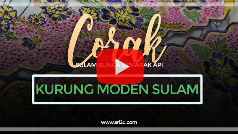 Baju Kurung Moden Sulam Goyang Bunga Semarak Api