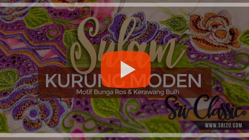 Baju Kurung Moden Sulam Corak Bunga Ros