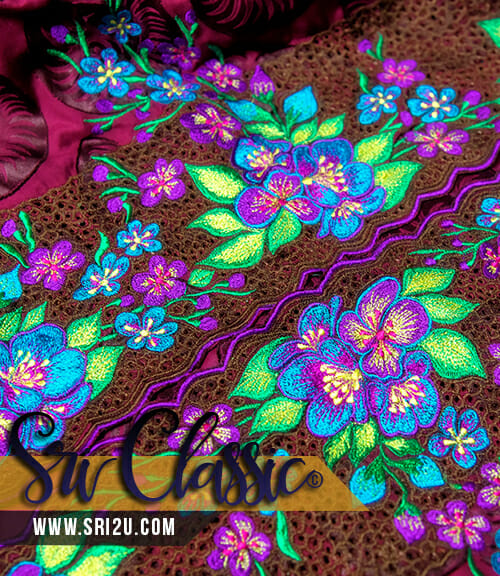 Baju-Kebaya-Riau-Pahang-Sulam-Bunga-Ros-Jepun-dan-Sakura-04 Baju Kebaya Riau Pahang Corak Sulam Bunga Ros Jepun dan Sakura