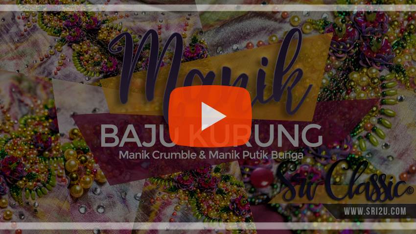 Baju Kurung Bermanik Corak Manik Crumble dan Putik Bunga