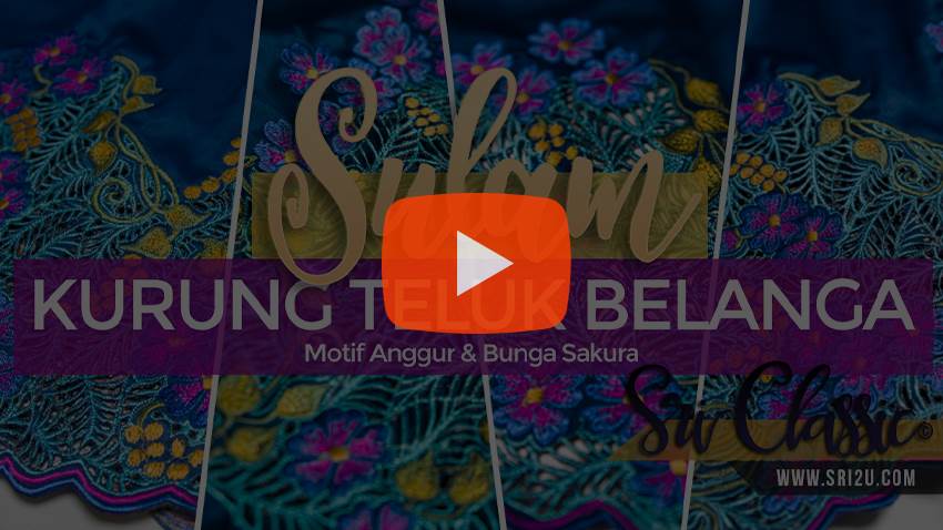 Baju Kurung Teluk Belanga Tradisional Sulam Bunga Sakura & Anggur