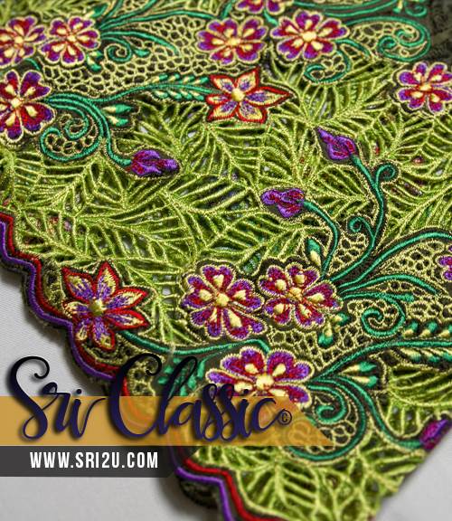Baju-Kurung-Teluk-Belanga-Bersulam-Bunga-03 Baju Kurung Teluk Belanga Bersulam Kerawang Bunga Sakura dan Bunga Pecah Lima